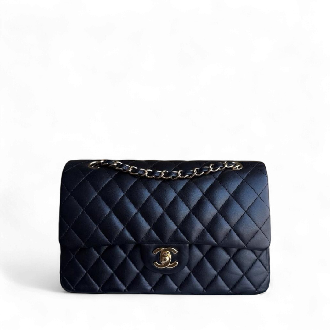 Chanel Classic Flap Medium - 25CM Quilted Lambskin Black Gold Hardware Series 14