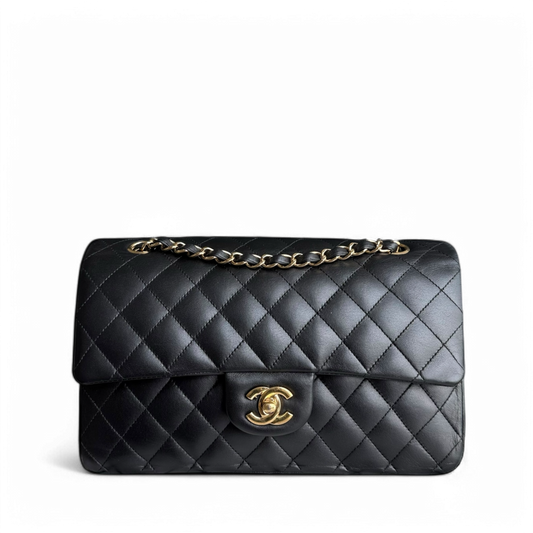 Chanel Classic Flap Medium - 25CM Quilted Lambskin Black Gold Hardware Series 14