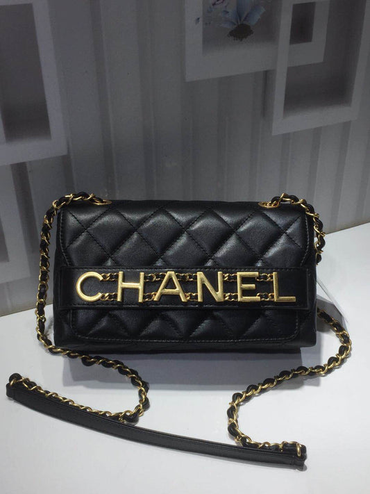 CHLFront Logo Small Top Qualityap Bag Gold Hardware Black For Women Handbags, Shoulder Bags 8.2in/21cmAS1490