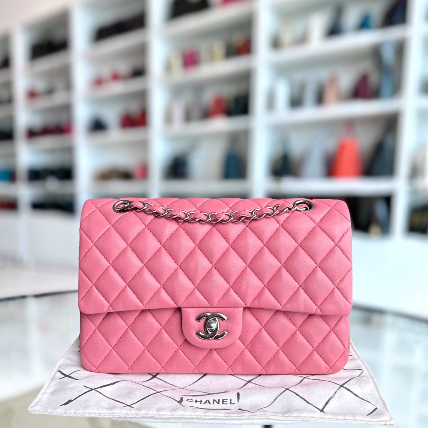 Chanel Classic Flap Medium - 25CM Quilted Lambskin Light Pink Gold Hardware Series 18
