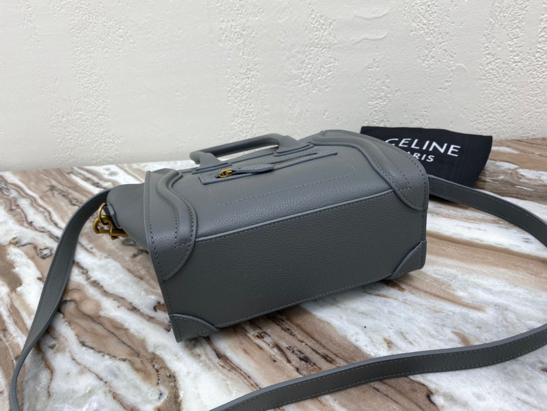 Top Quality Nano LuGucciage Bag In Drummed Grey For Women 8in/20cm 189243AQL.10KL