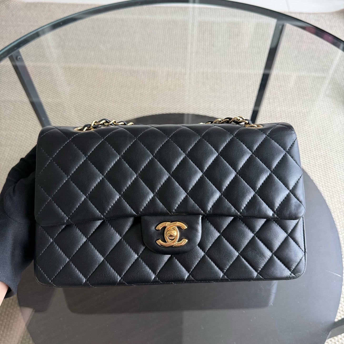 Chanel Classic Flap Medium - 25CM Quilted Lambskin Black Gold Hardware Series 18