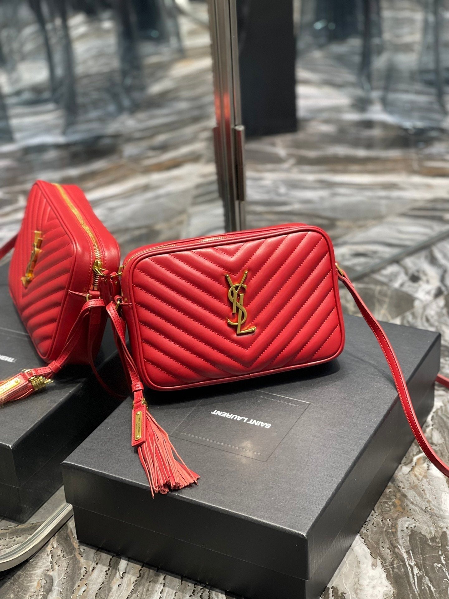 Top Quality Lou Camera Bag Red With Gold Toned Hardware For Women 9in/23cm YSL 612544DV7076008