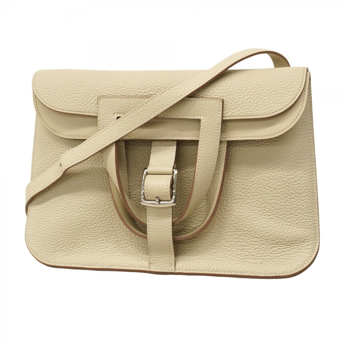 Hermes Silver Taurillon Clemence Leather Handbag ( )