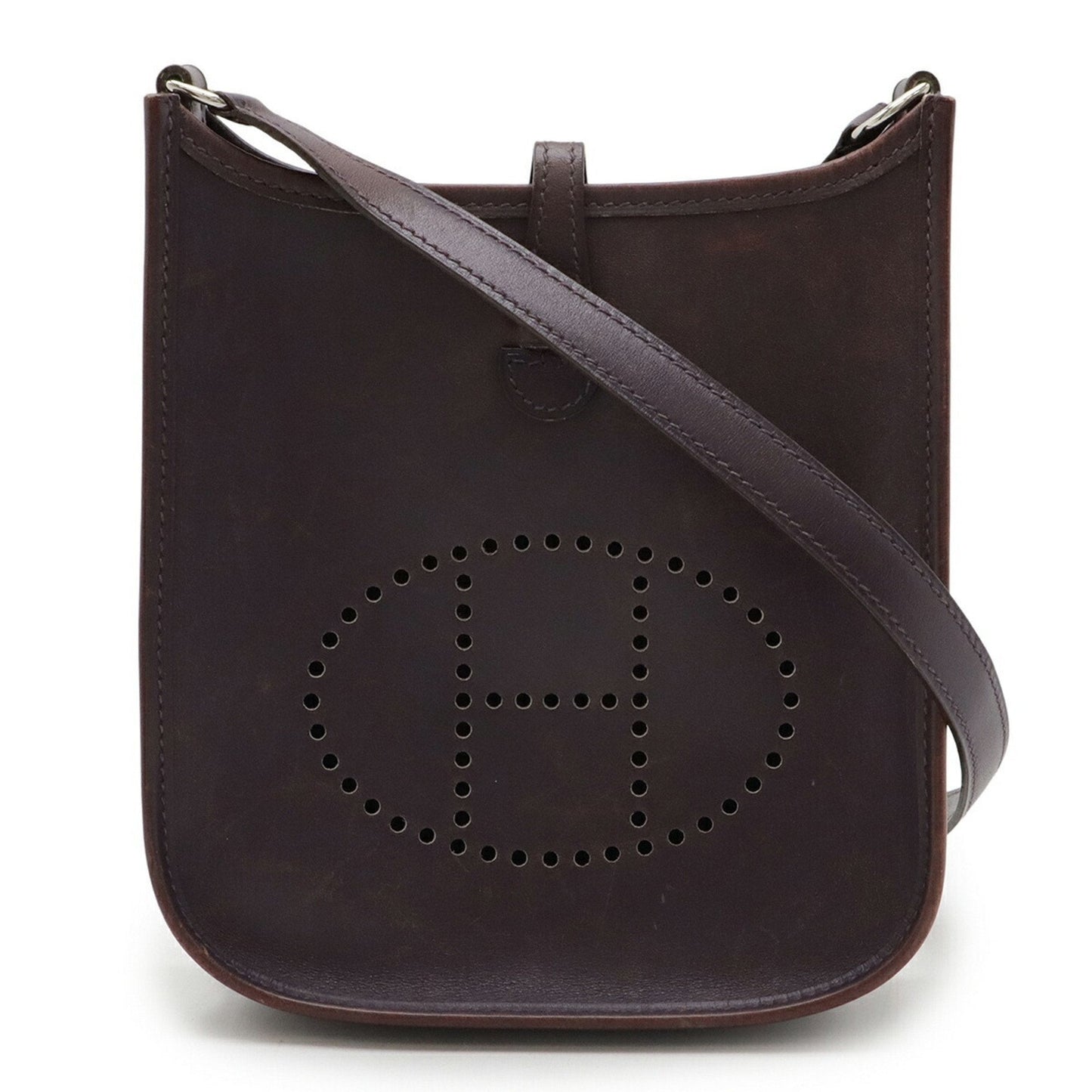 Hermes Raisin Box Calf Leather Pochette Shoulder Bag ( )