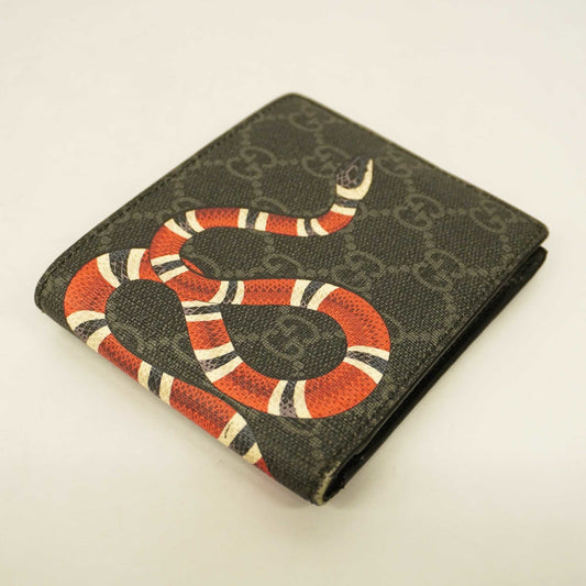 GUCCIAuth  GG Supreme Silver Metal Fittings 451266 Women's Leather Black