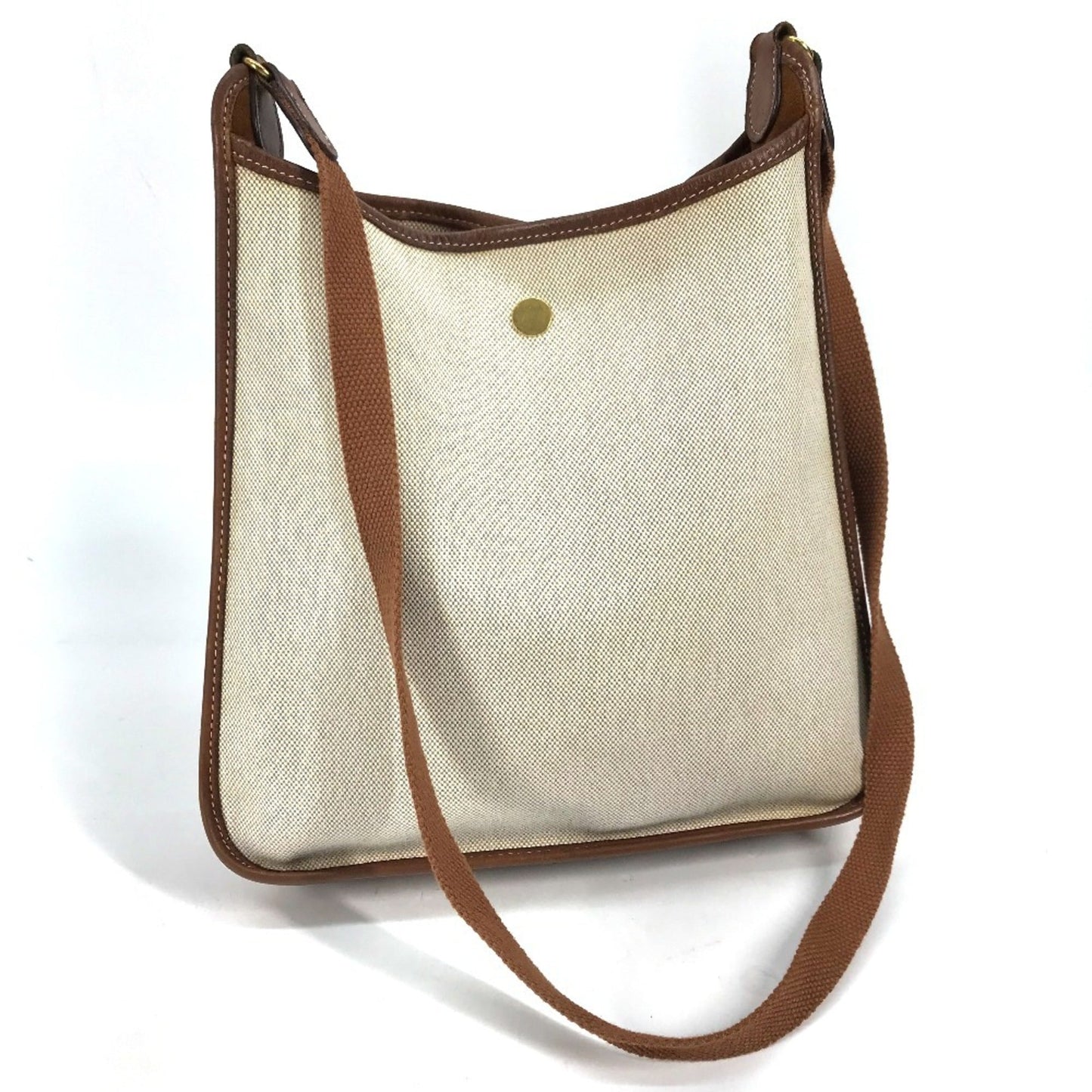 Hermes Vespa Beige Toile Officier Leather Shoulder Bag Tote Bag ( )