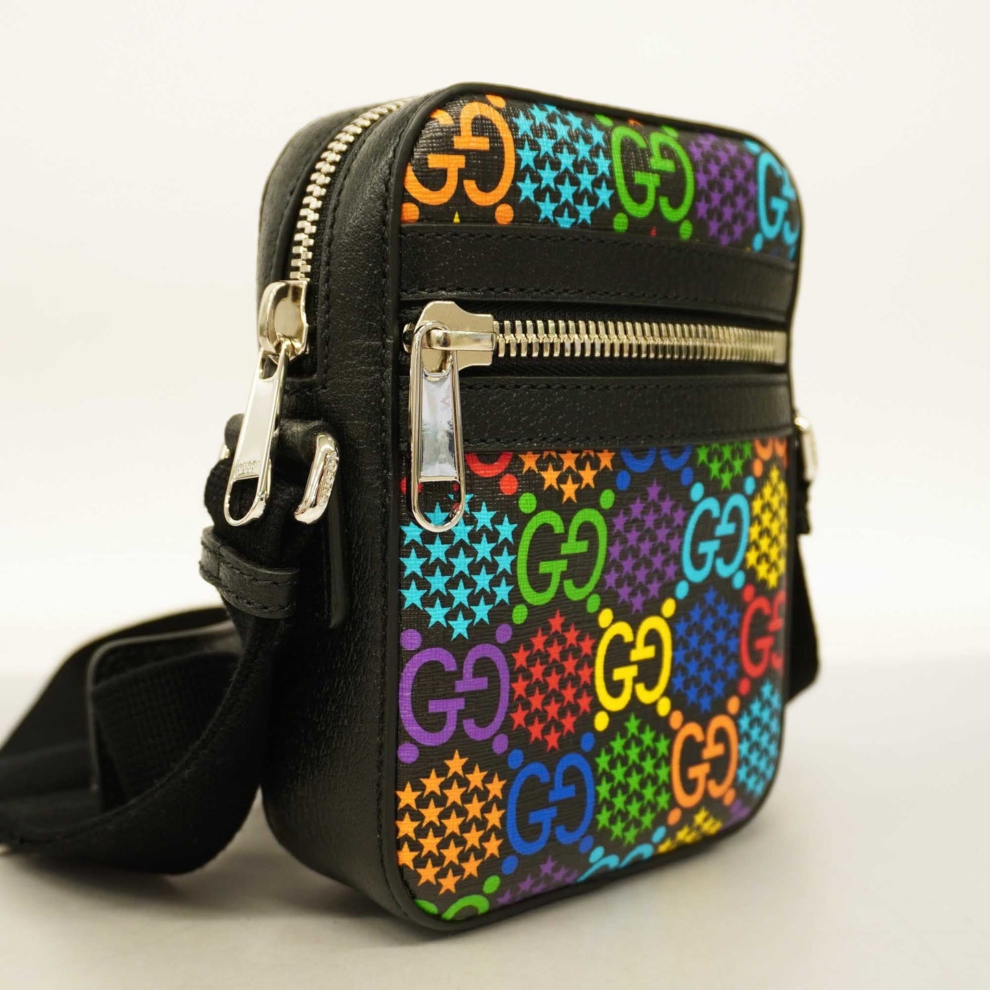 GUCCIAuth  GG Psychedelic 598103 PVC Shoulder Bag Black