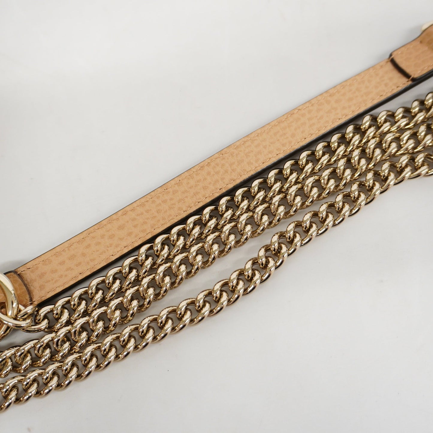 GUCCIAuth  Interlocking G 510304 Women's Leather Shoulder Bag Beige