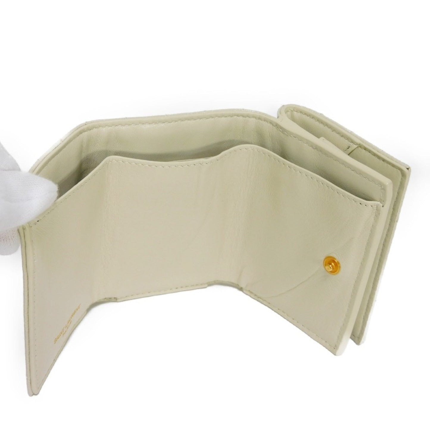 Saint Laurent Trifold Wallet Monogram Origami Tiny YSL Blanc   668274 BOWA1 9207 Men's Women's Billfold