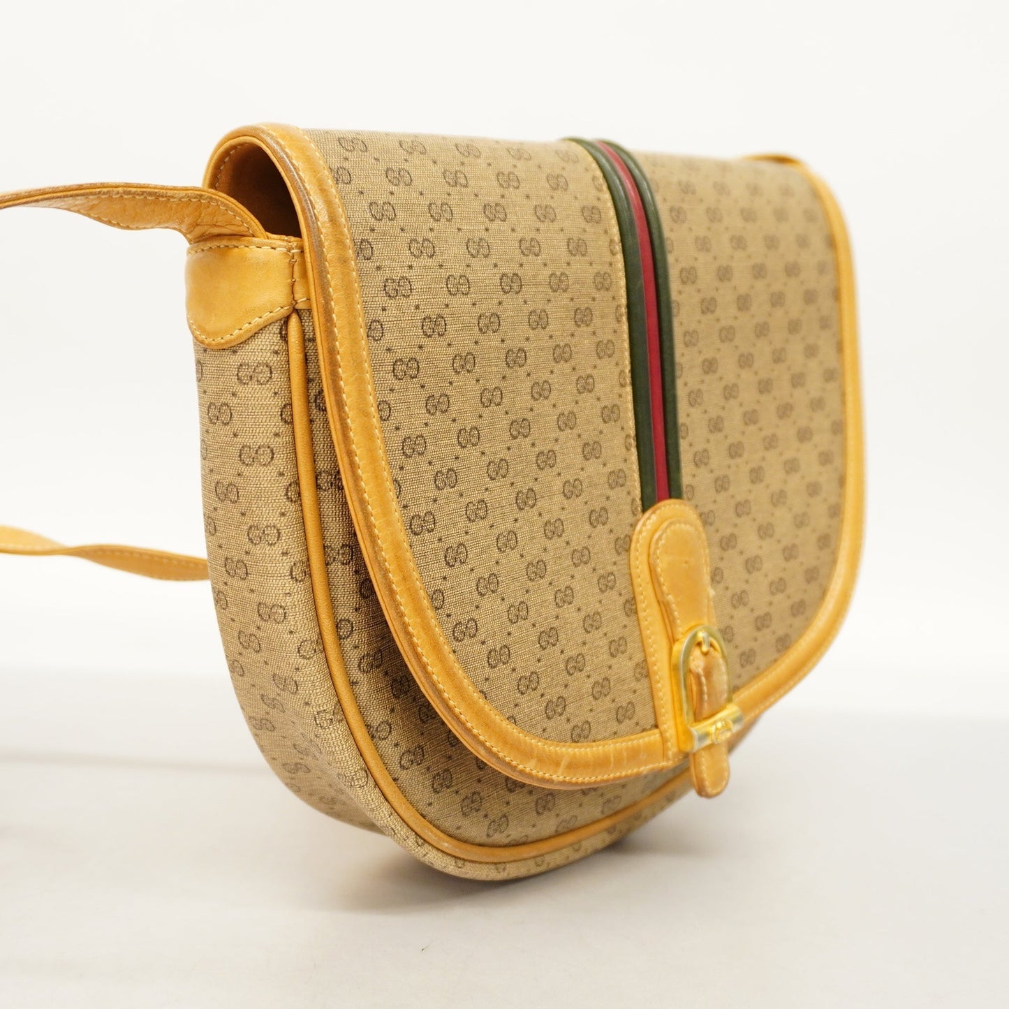 GUCCIAuth  Sherry Line Micro GG 007 89 1095 Women's PVC Shoulder Bag Beige