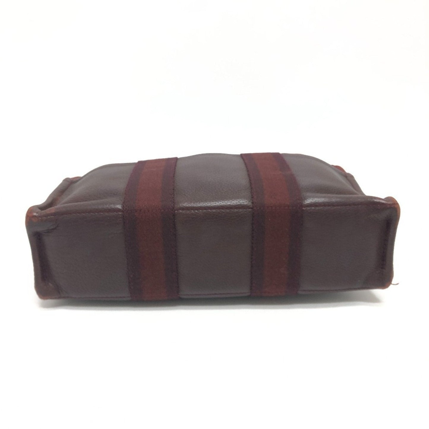 Hermes Red Color Wine Canvas Leather Handbag Tote Bag ( )