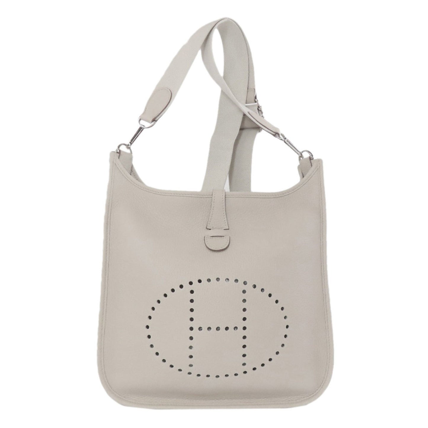 Hermes White Taurillon Clemence Leather Shoulder Bag ( )