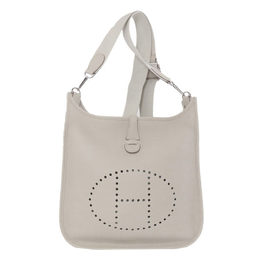 Hermes White Taurillon Clemence Leather Shoulder Bag ( )