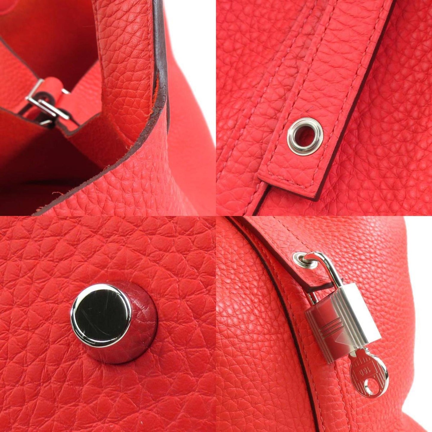 Hermes Silver Taurillon Clemence Leather Handbag ( )