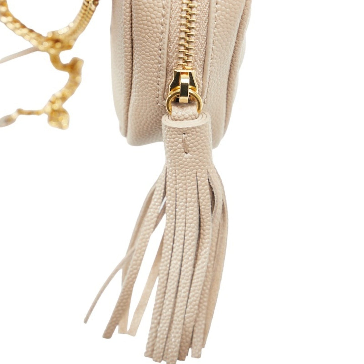 Saint Laurent YSL Hardware Cassandra Baby Chain Shoulder Bag 635088 Beige Gold Leather Women's