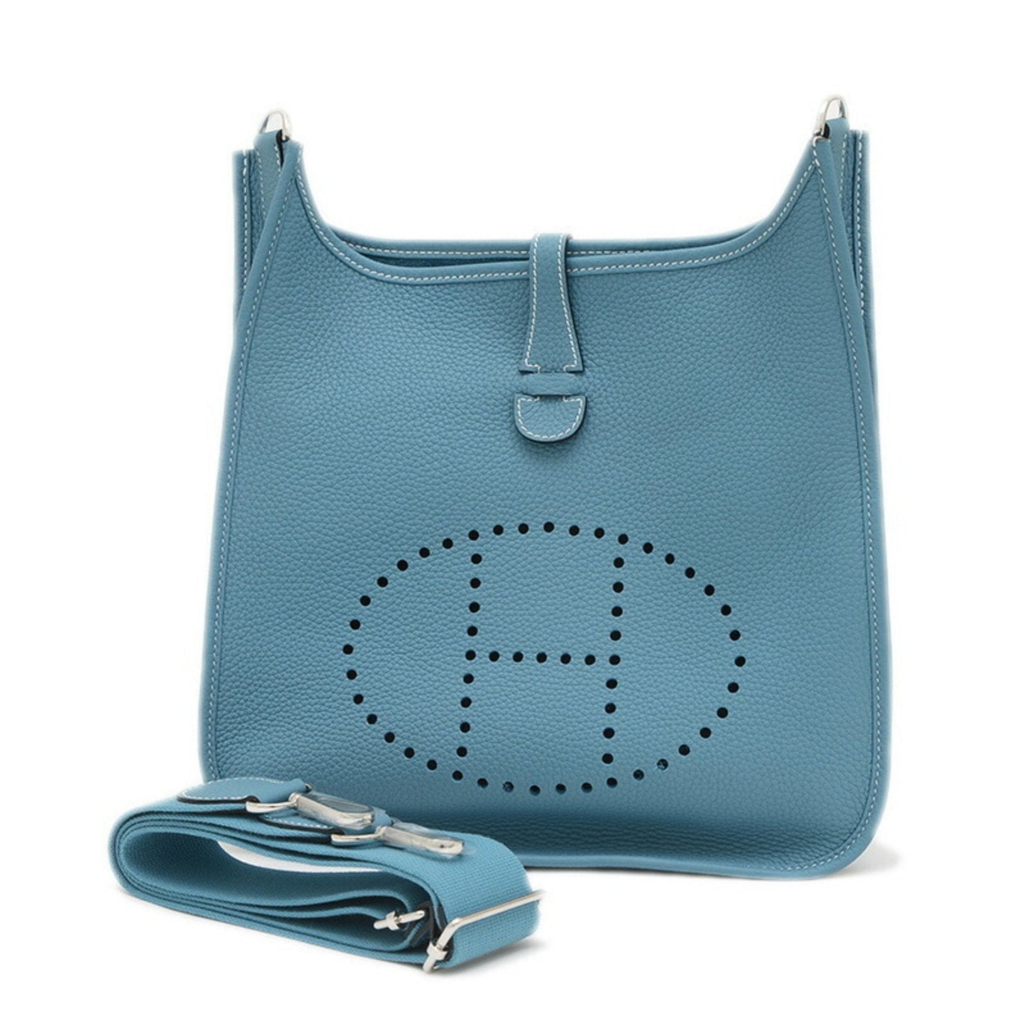 Hermes Silver Taurillon Clemence Leather Shoulder Bag ( )