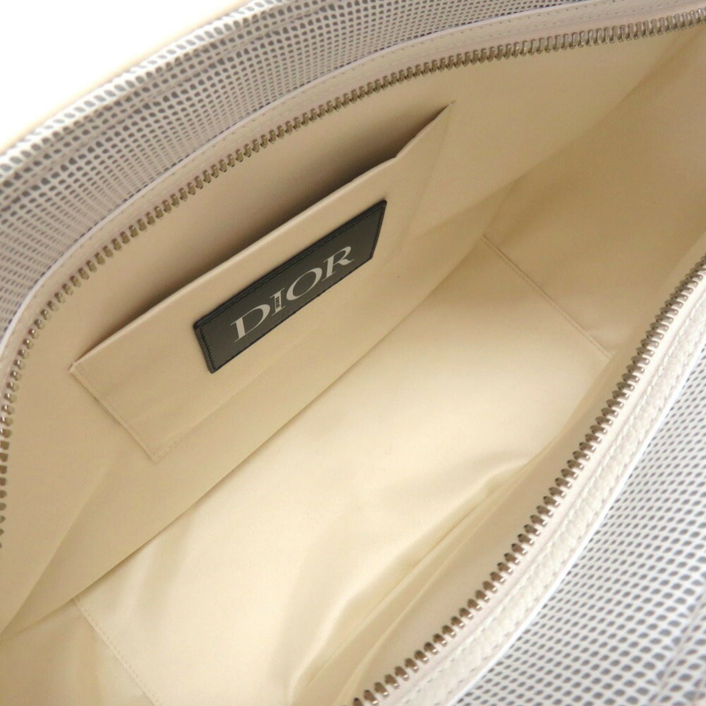 Christian Dior Dior Saddle Soft Bag Roller Coaster Leather Canvas White Shoulder