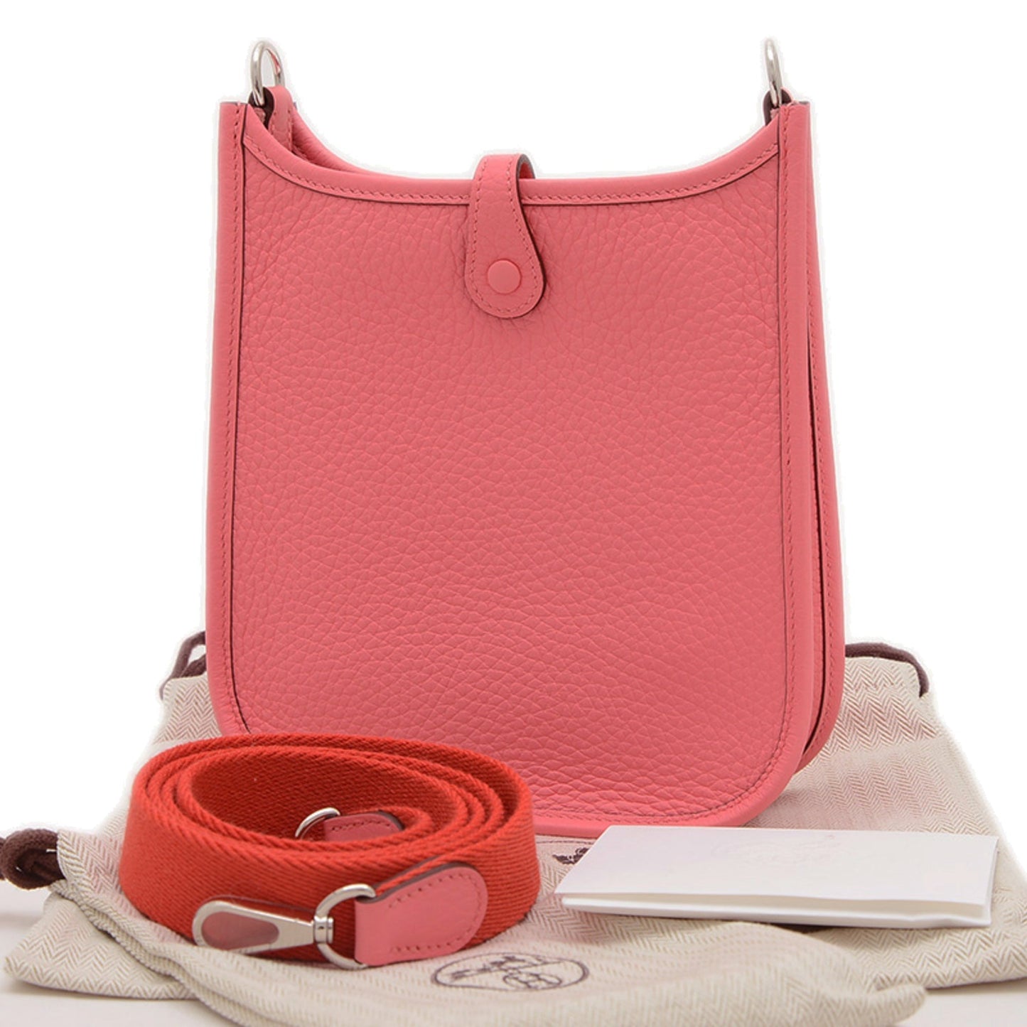 Hermes Rose Azalee Taurillon Clemence Leather Shoulder Bag ( )