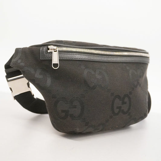 GUCCIAuth  Jumbo GG Jumbo GG 696031 Unisex Canvas Sling Bag Black