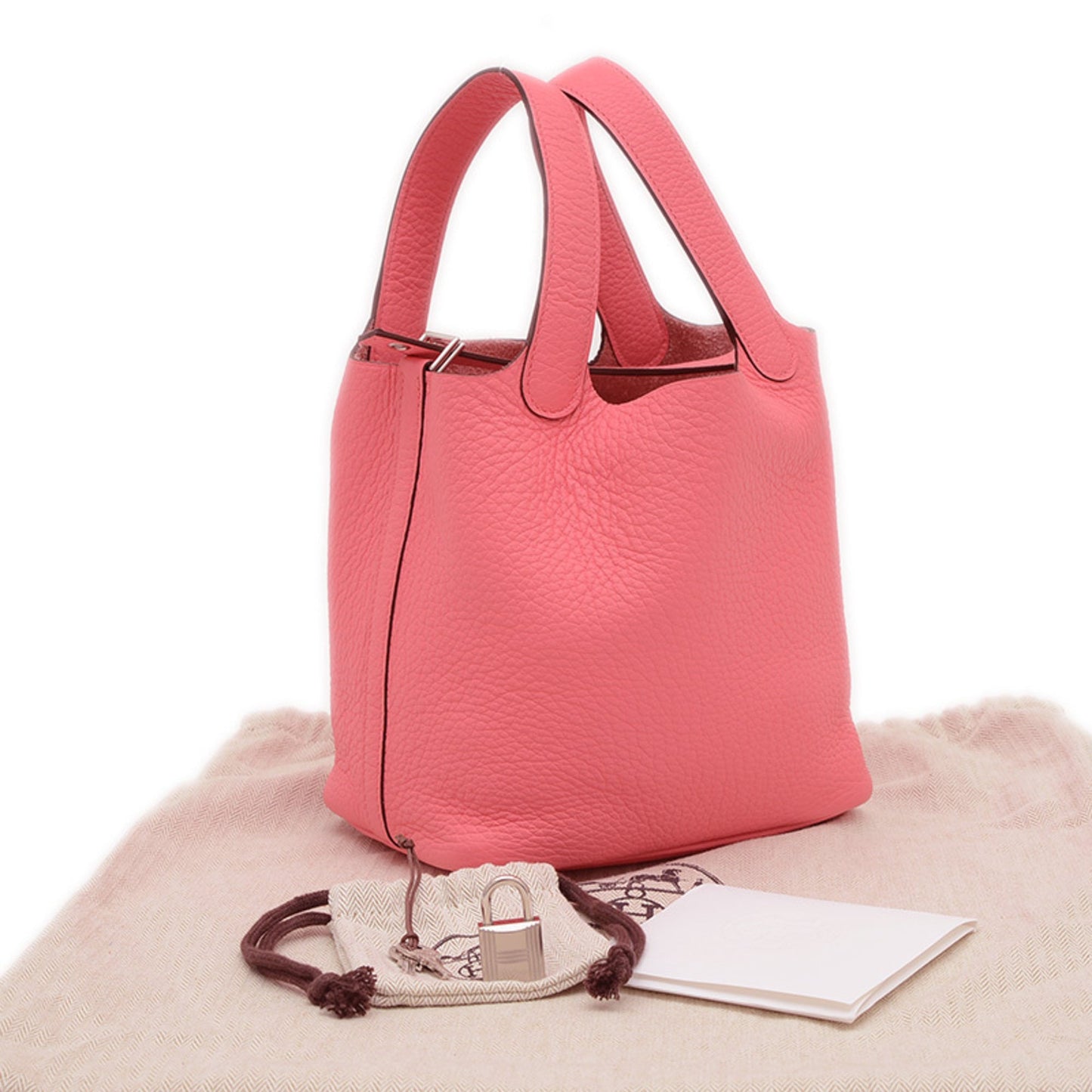 Hermes Rose Azalee Taurillon Clemence Leather Handbag ( )