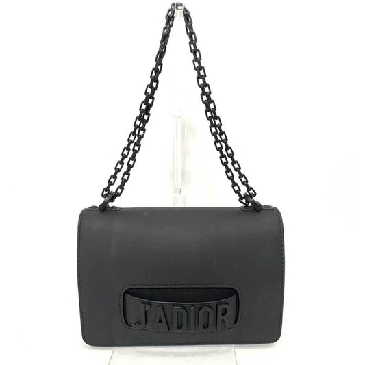 CHRISTIAN DIOR Bag JA DIOR Chain Shoulder Dark Gray Black Women's Leather ChristianDior