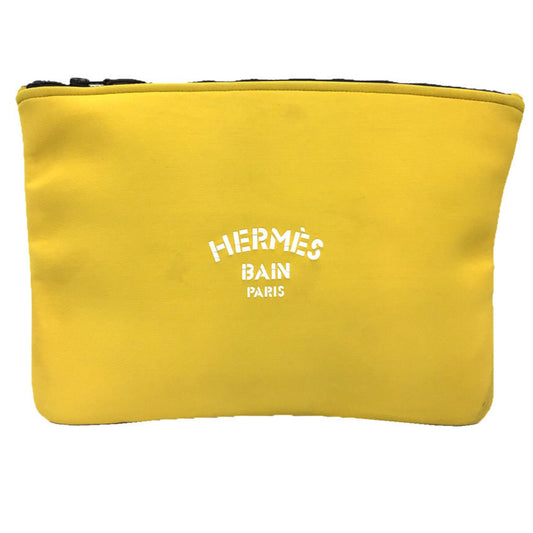 Hermes Yellow Polyamide Clutch Bag Pouch ( )
