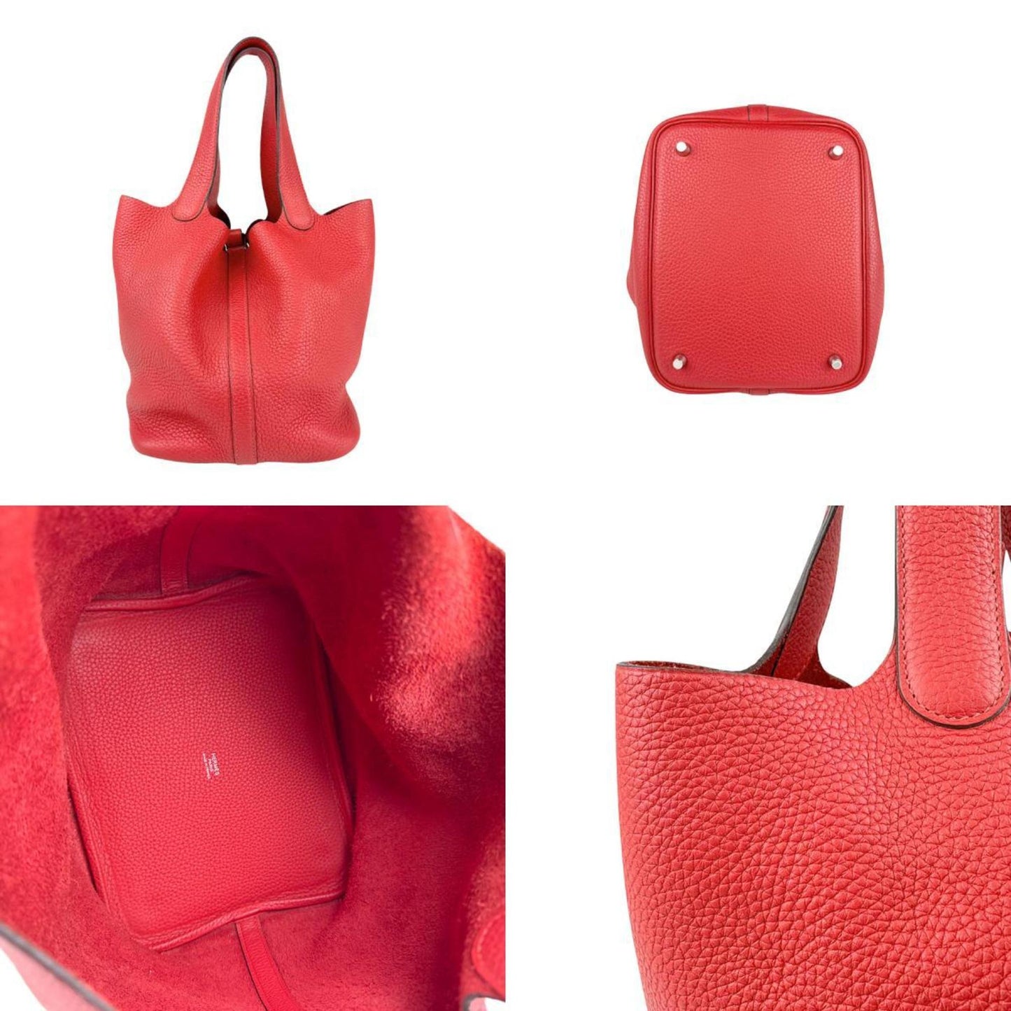 Hermes Silver Taurillon Clemence Leather Handbag ( )