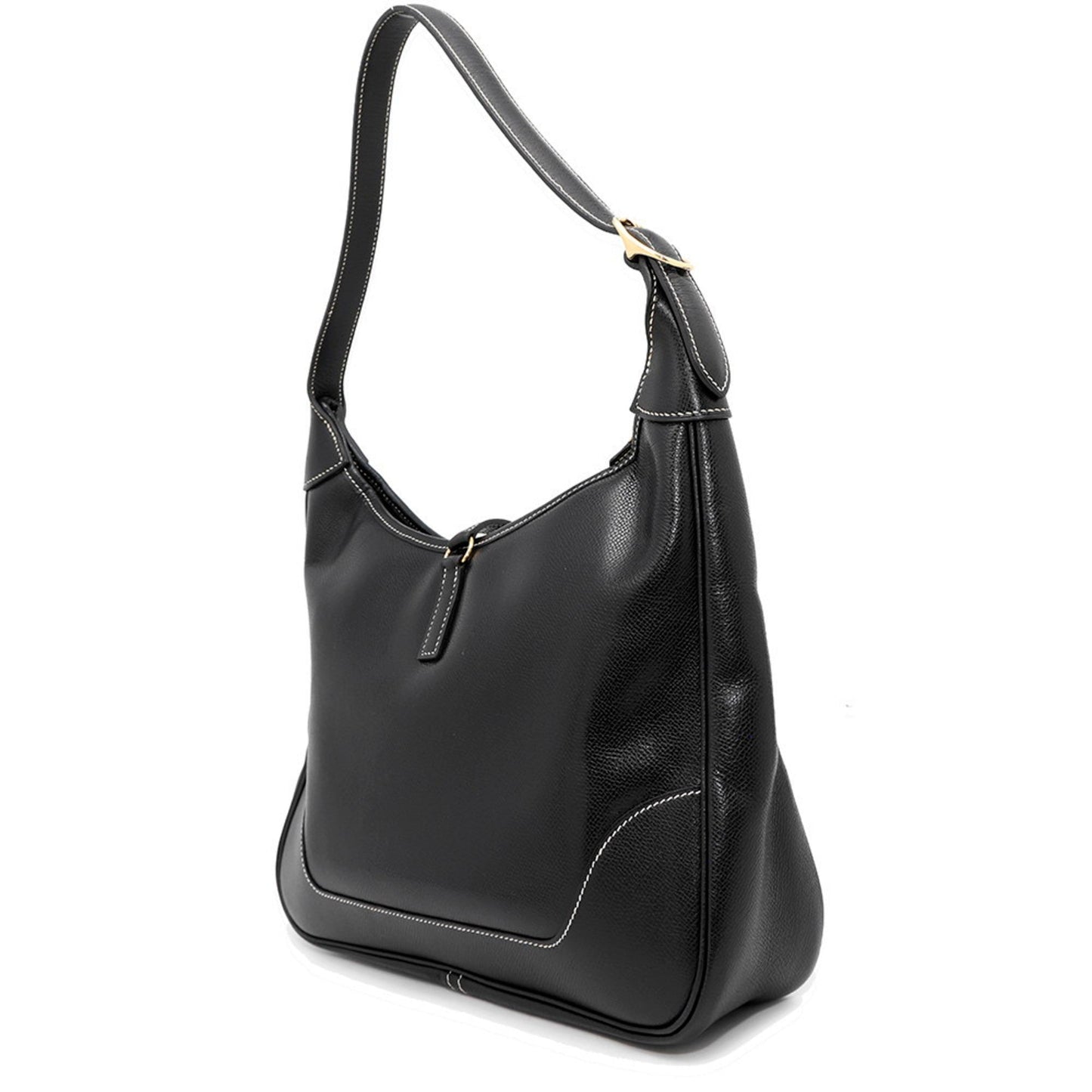 Hermes Trim Black Courchevel Leather Shoulder Bag ( )