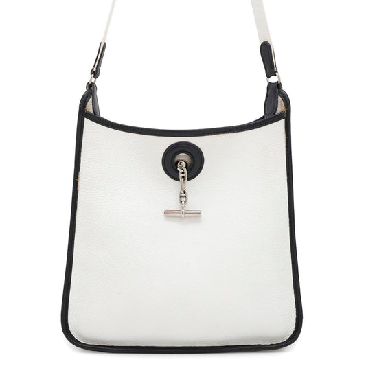 Hermes Vespa Black White Taurillon Clemence Leather Shoulder Bag ( )