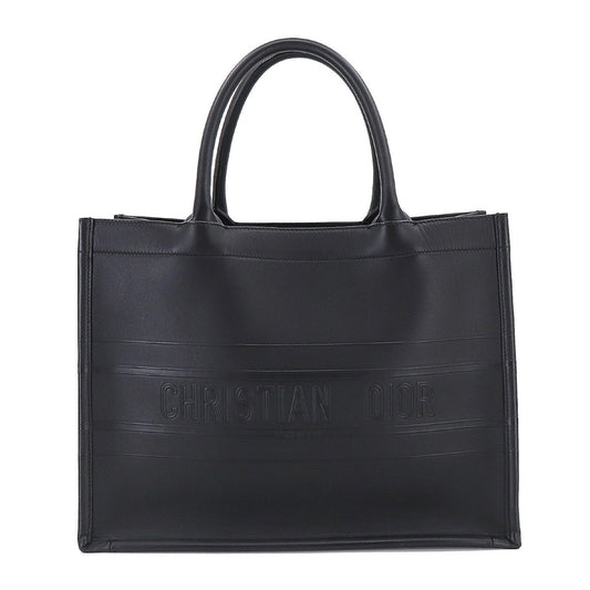 CHRISTIAN DIOR Book Tote Bag Medium Leather Black M1296ZGSB