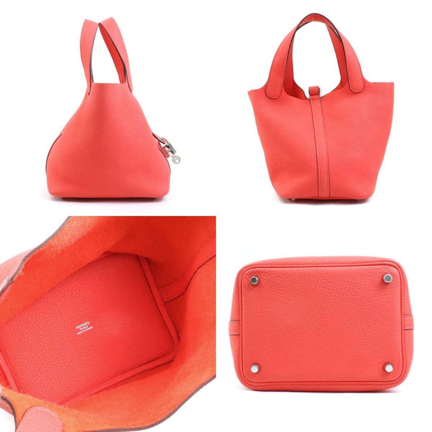 Hermes Silver Taurillon Clemence Leather Handbag ( )