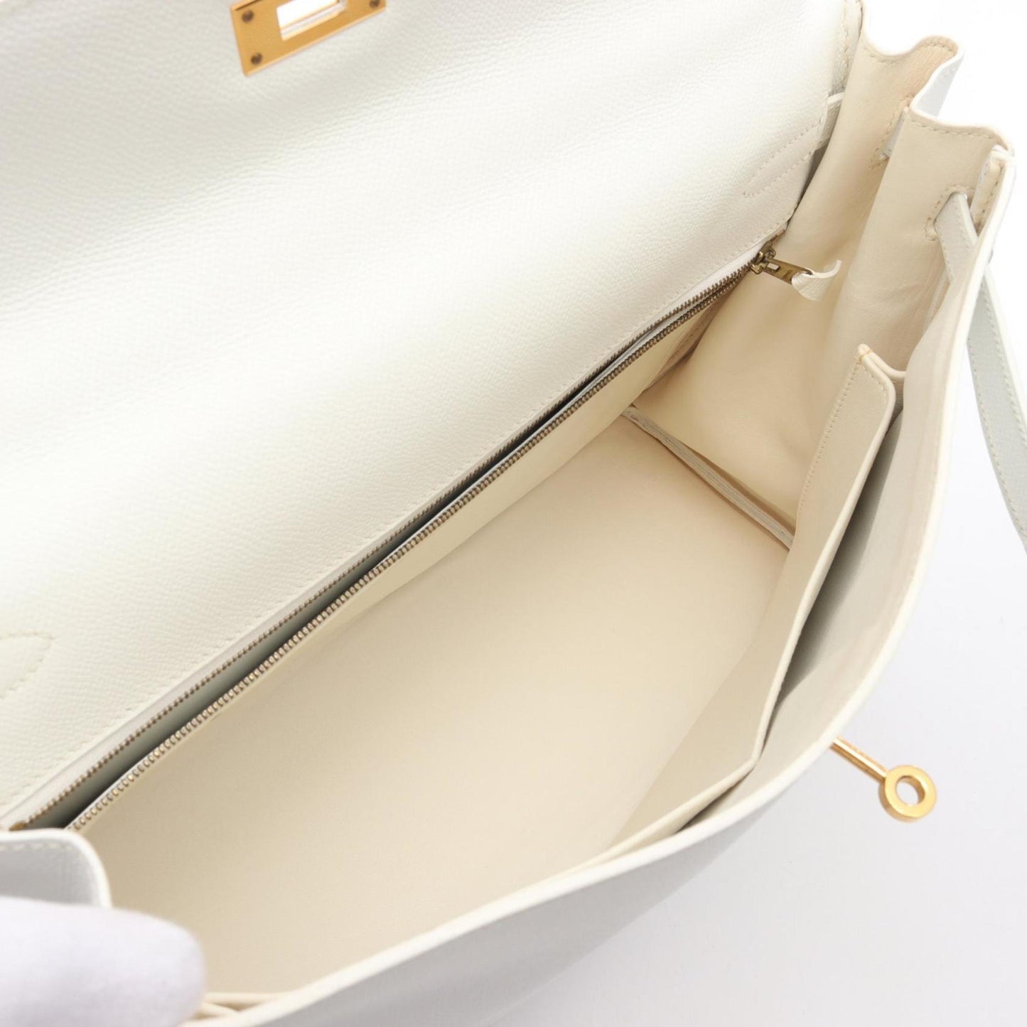 Hermes White Epsom Leather Handbag ( )