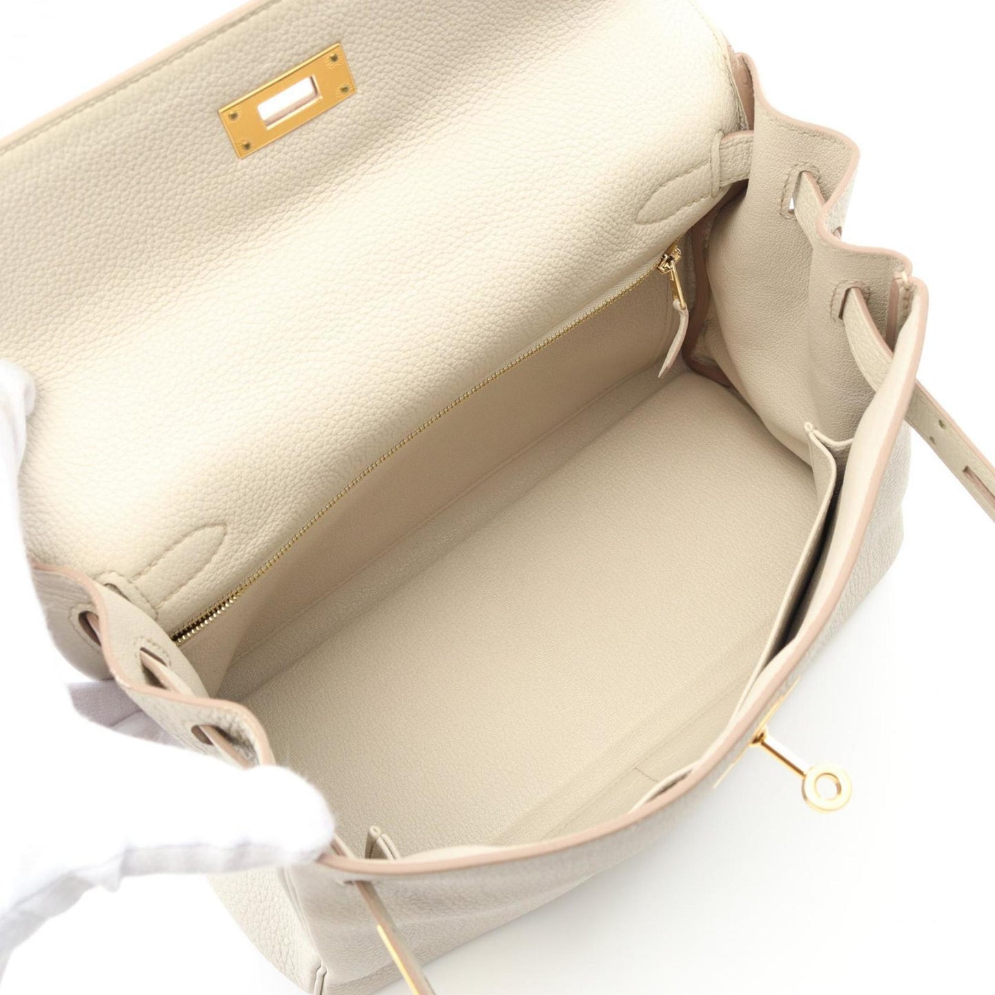 Hermes White Leather Handbag ( )