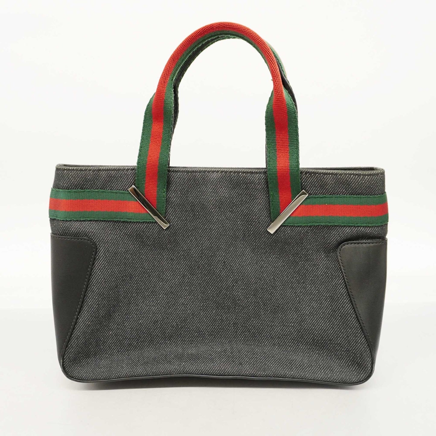 GUCCIAuth  Sherry Line 73984 Women's Denim,Leather Handbag Black