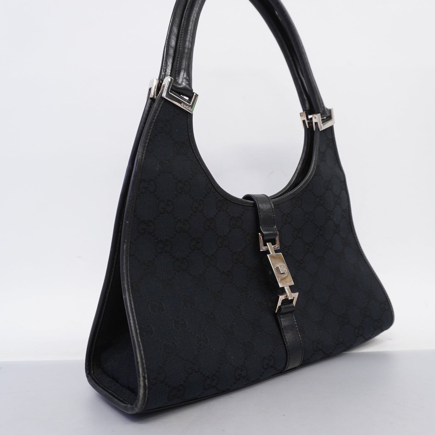 GUCCIAuth  Jackie Handbag 002 1067 Women's Leather,GG Canvas Black