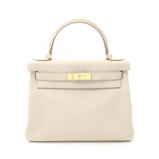 Hermes White Leather Handbag ( )