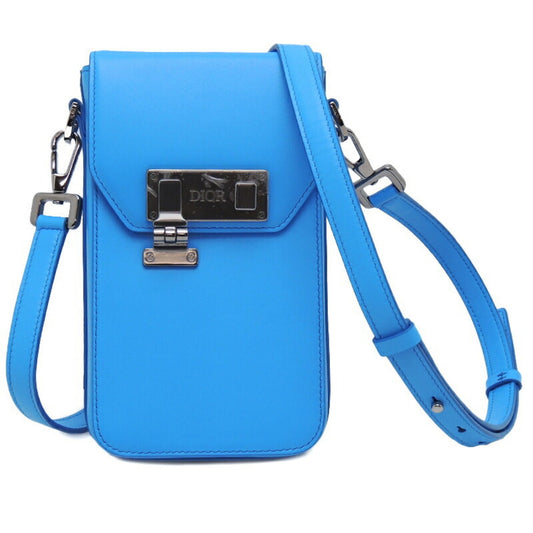 CHRISTIAN DIOR Dior Phone Pouch Women's Shoulder Bag Leather Blue
