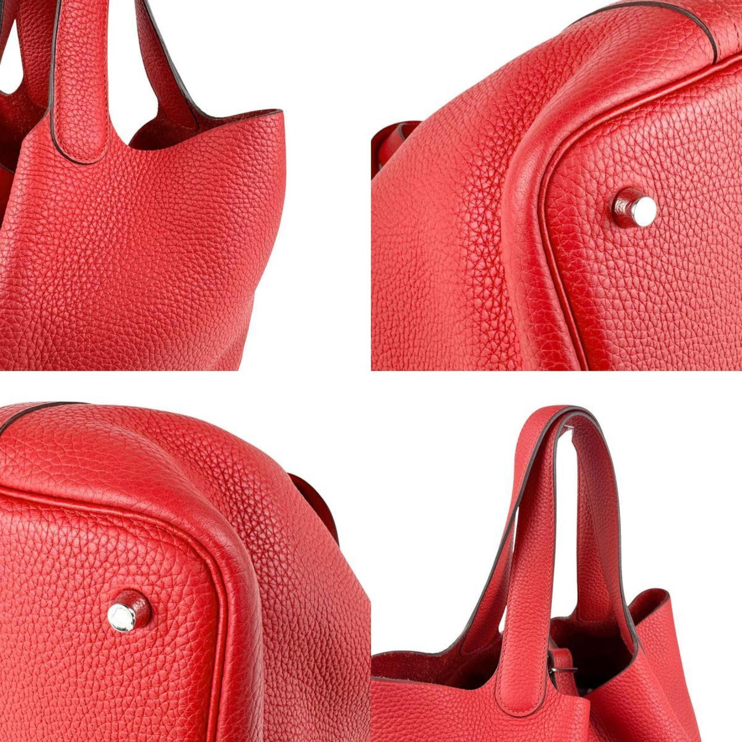 Hermes Silver Taurillon Clemence Leather Handbag ( )