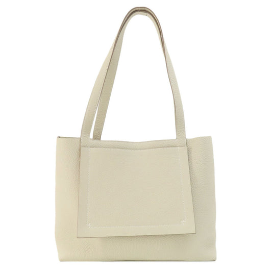 Hermes White Taurillon Clemence Leather Tote Bag ( )