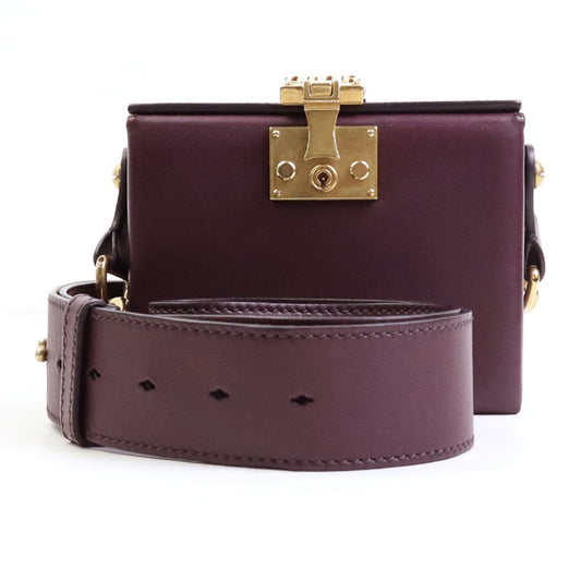 CHRISTIAN DIOR Crossbody Shoulder Bag Small Box Leather Bordeaux Women's 99566g