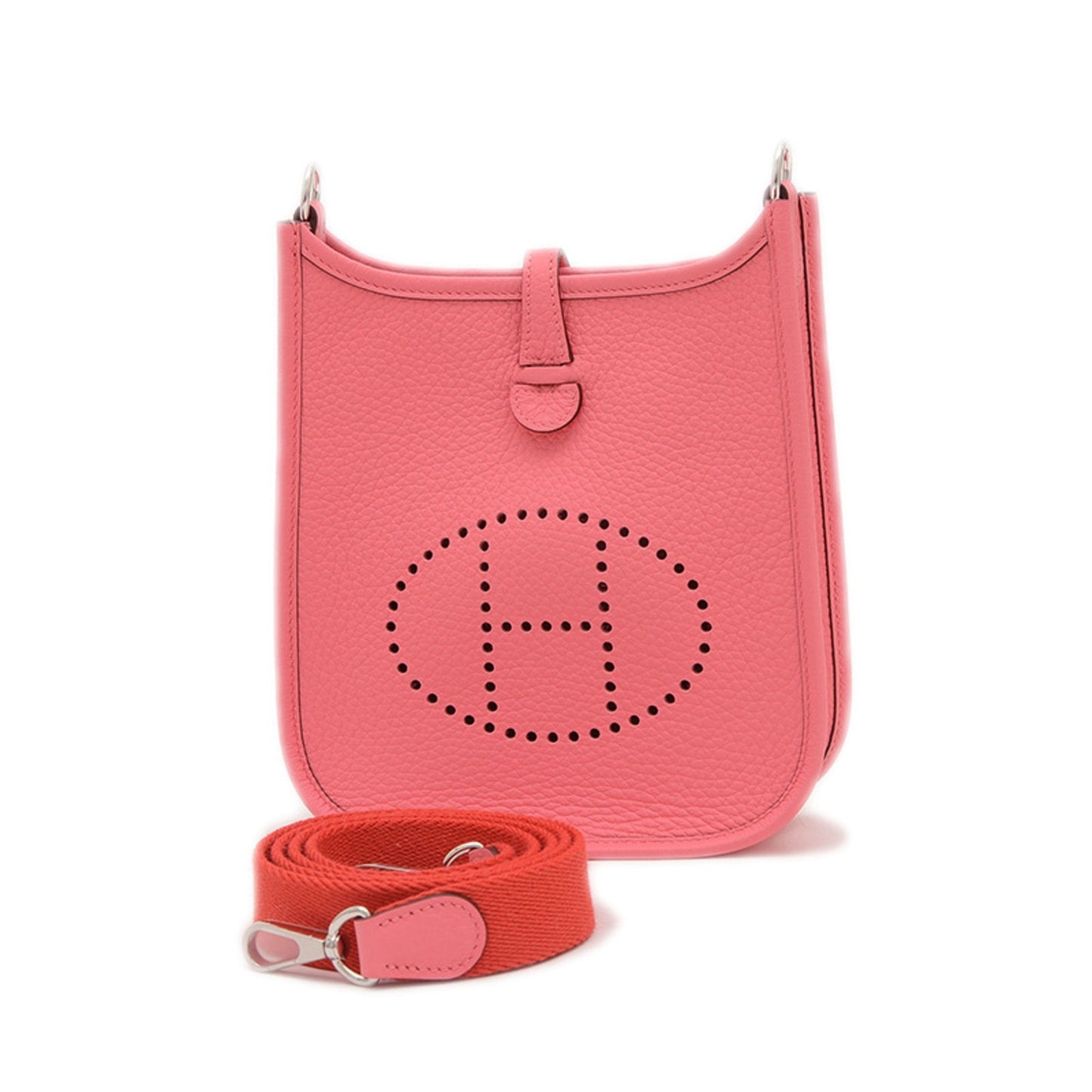 Hermes Rose Azalee Taurillon Clemence Leather Shoulder Bag ( )