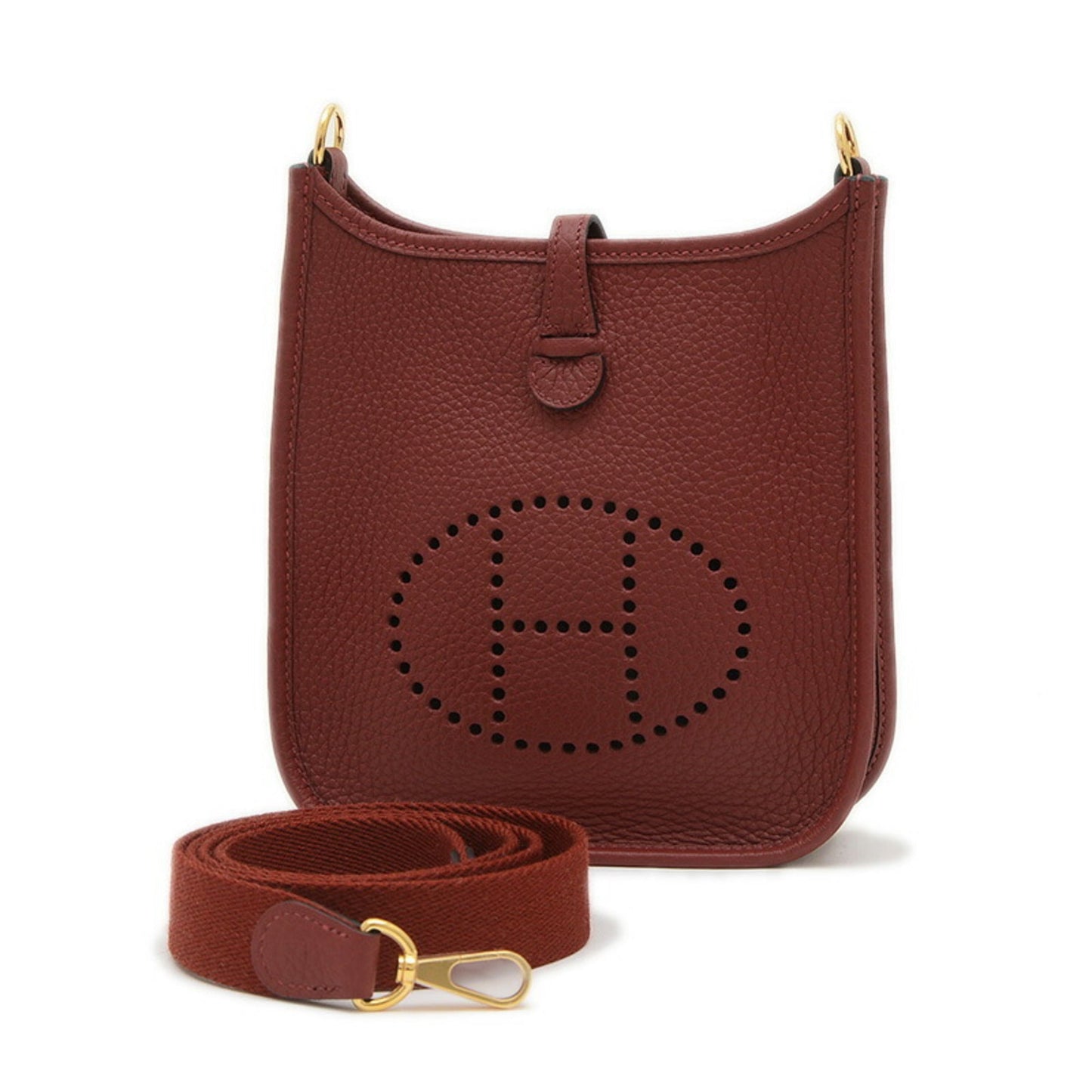 Hermes Rouge H Taurillon Clemence Leather Shoulder Bag ( )