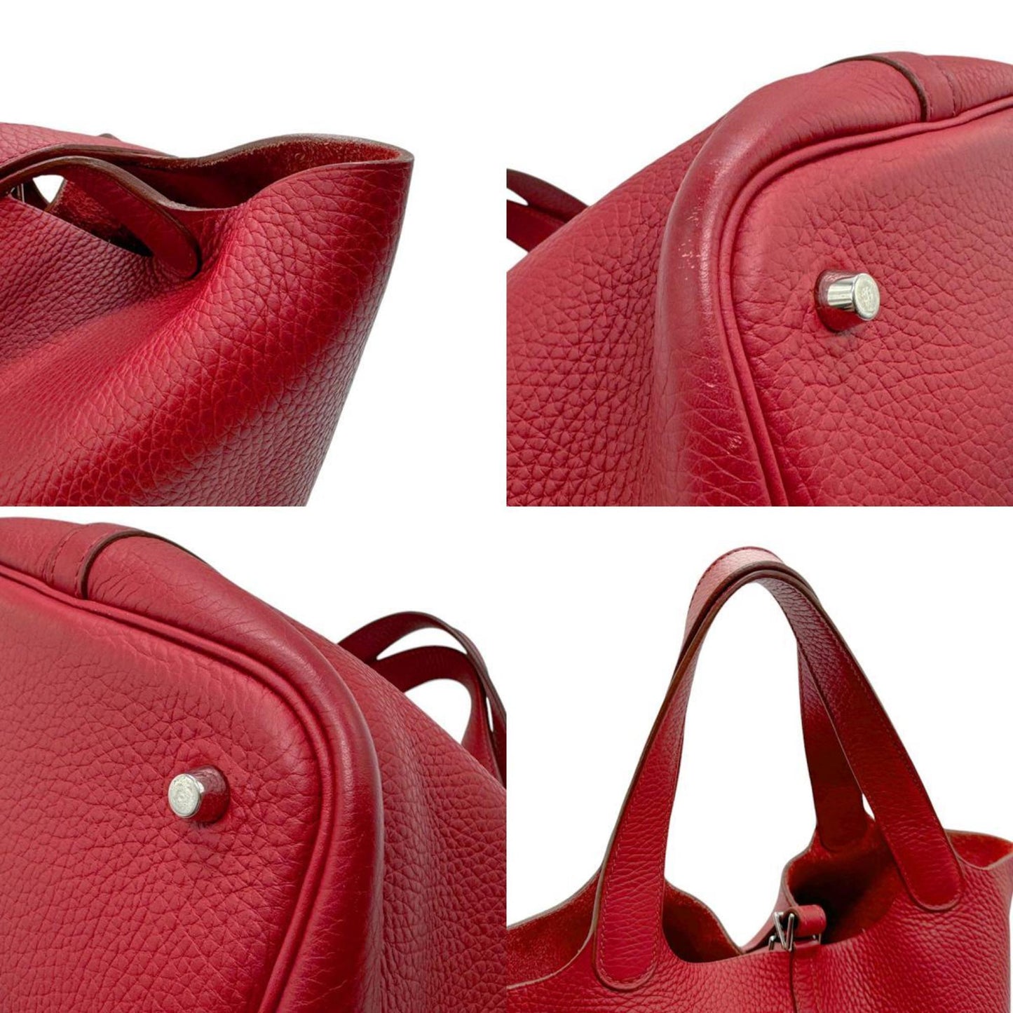 Hermes Rouge Garance Taurillon Clemence Leather Handbag ( )