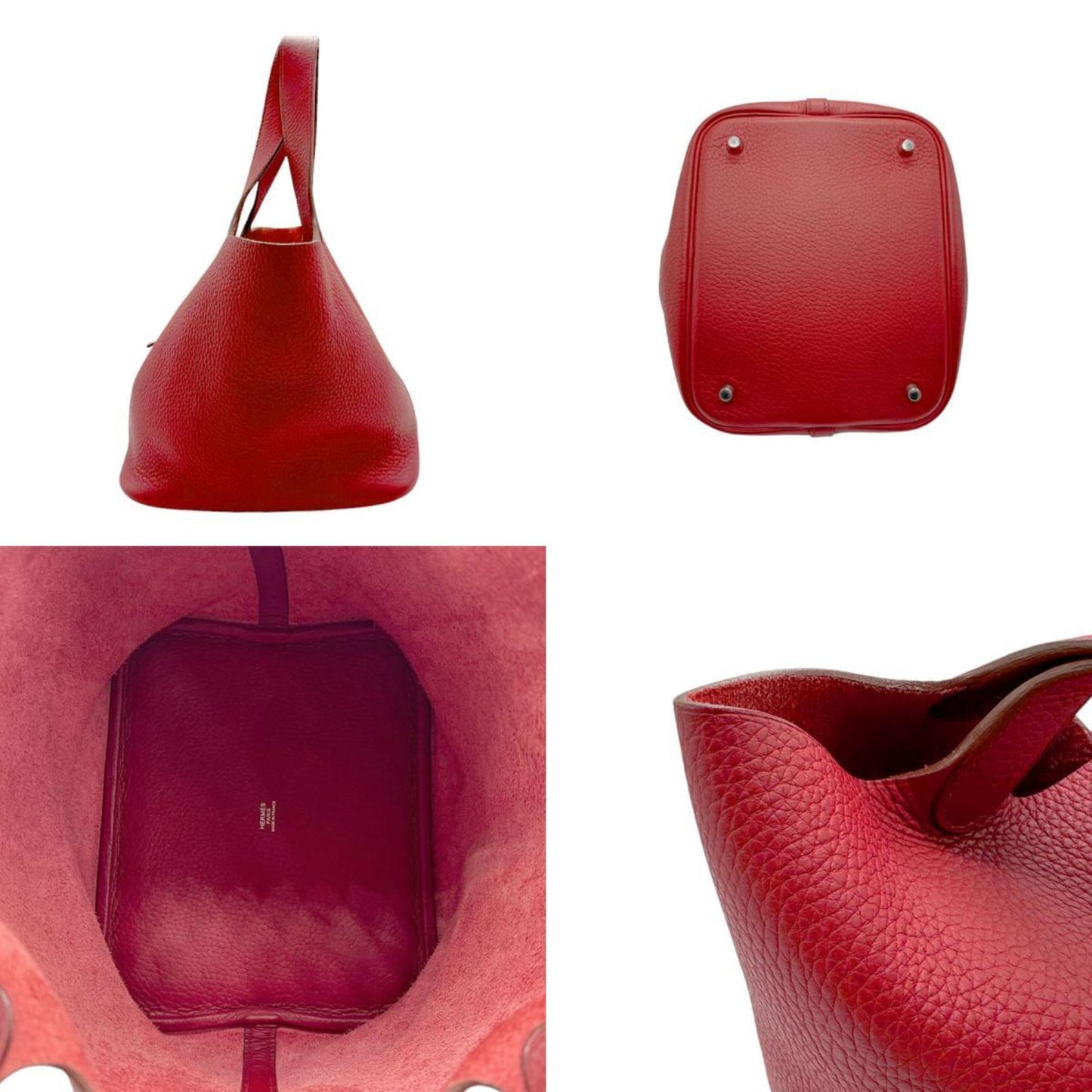 Hermes Rouge Garance Taurillon Clemence Leather Handbag ( )