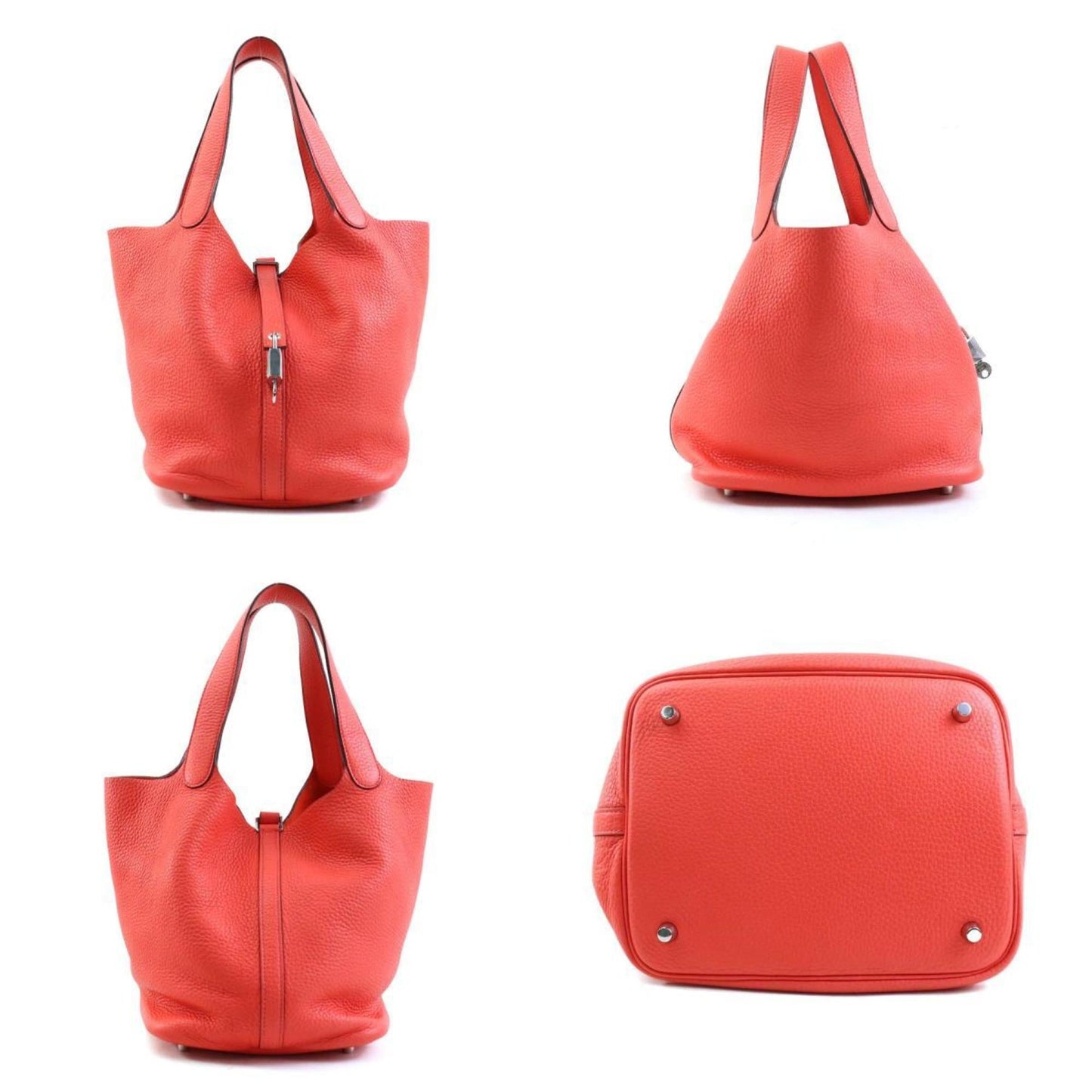 Hermes Silver Taurillon Clemence Leather Handbag ( )