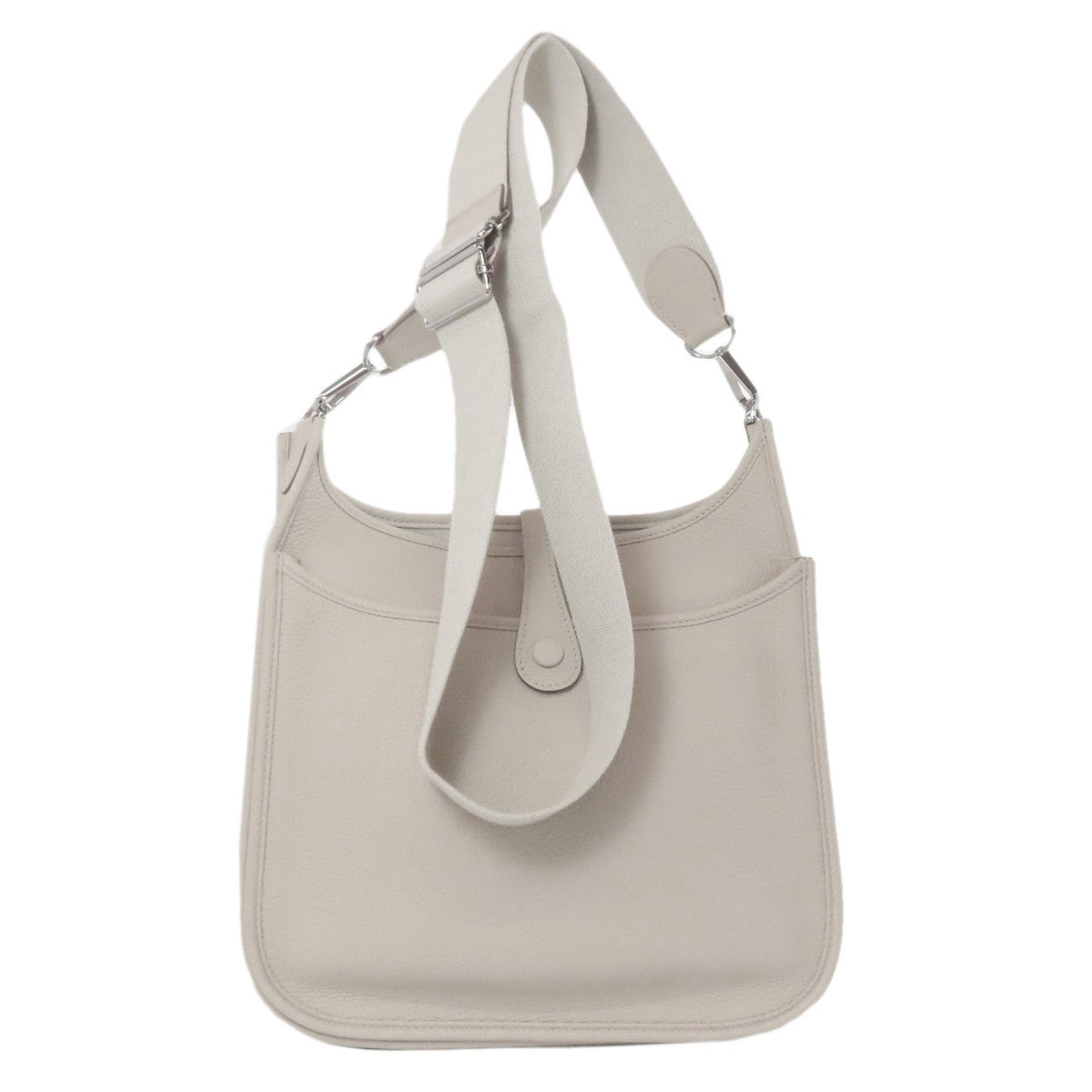 Hermes White Taurillon Clemence Leather Shoulder Bag ( )