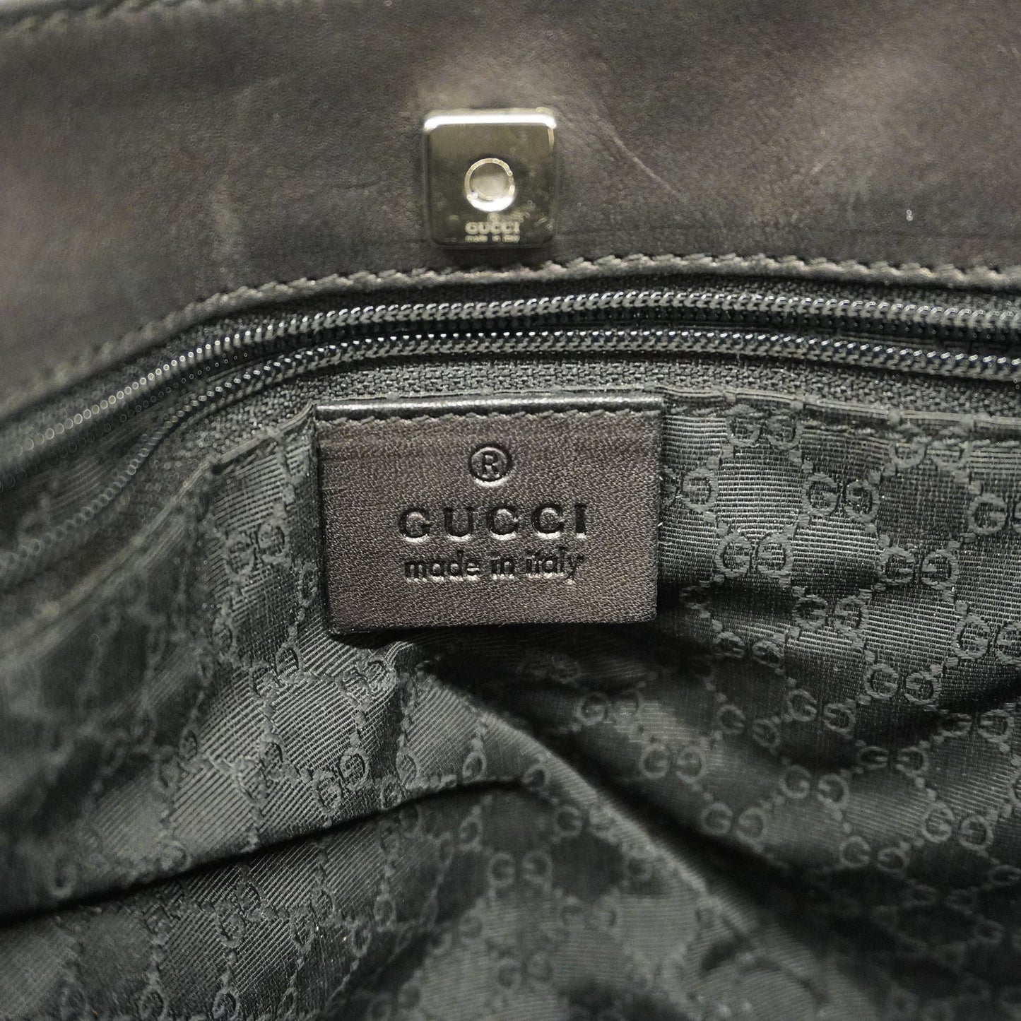 GUCCIAuth  Sherry Line 73984 Women's Denim,Leather Handbag Black