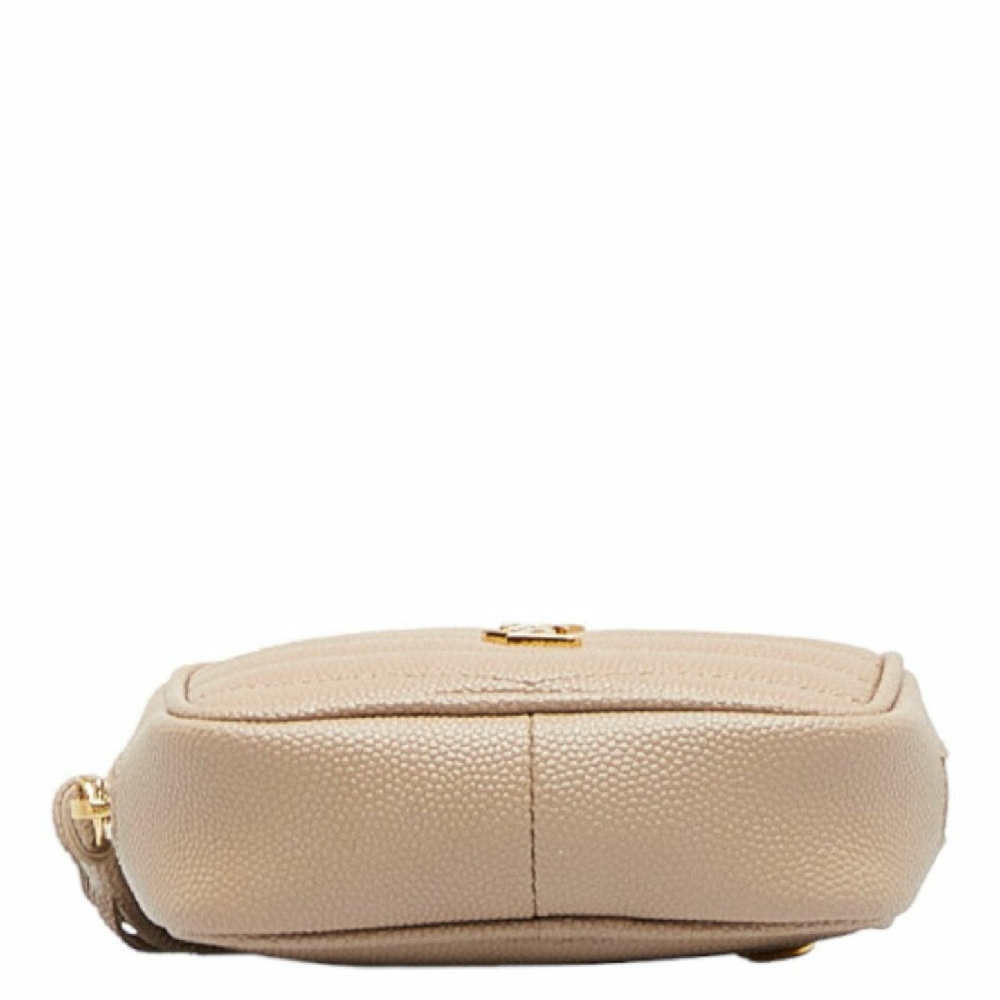Saint Laurent YSL Hardware Cassandra Baby Chain Shoulder Bag 635088 Beige Gold Leather Women's