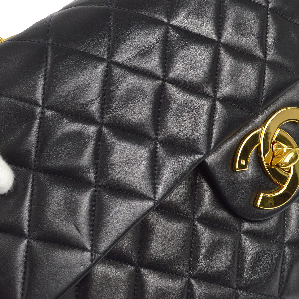 CHANEL Classic Flap Maxi Chain Shoulder Bag Black Lambskin 87291